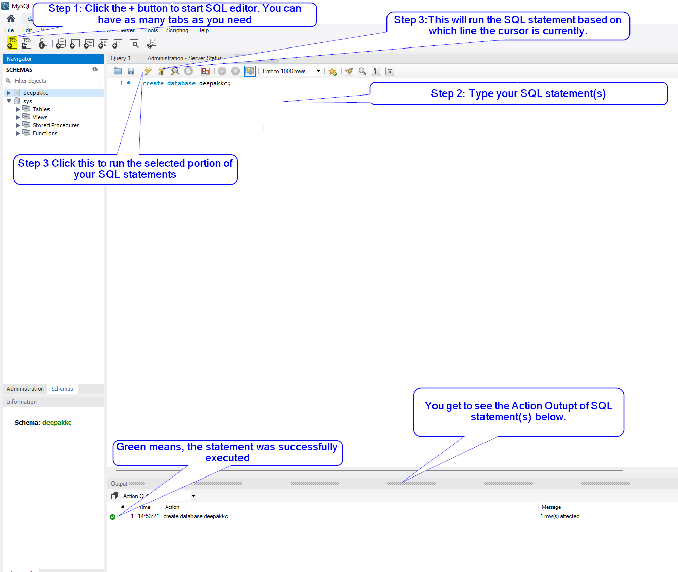 connect to the database server